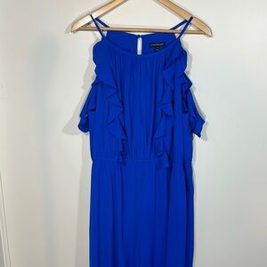 NWT Lane Bryant Jumpsuit Romper Cobalt Blue Ruffle Sleeve